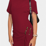 Vestido Mini Coraline con Cintura Drapada y Hebilla Dorada