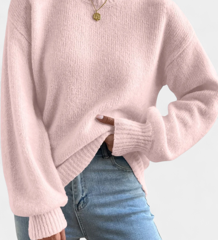 Emilia™ | Jersey de Cuello Redondo con Mangas Globo