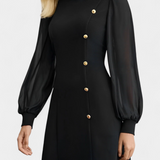 Vestido Jacequeline A-Line con Botones y Cuello Redondo