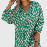 Vestido Aroa Boho con Estampado Artístico y Silueta Fluida