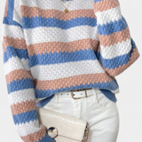 Kristen™ | Jersey Oversized de Cuello Redondo a Rayas