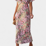 Vestido Triana con Estampado Abstracto y Escote en V