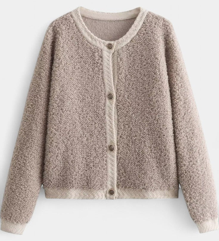 Chenda Cardigan Corto de Textura Peluche