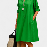 Vestido de Algodón Larissa con Cuello Solapa