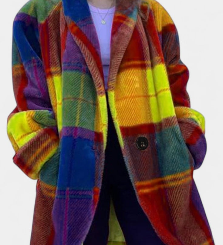 Glazel Abrigo Oversized de Invierno a Cuadros