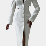Vestido Blazer Midi Bernice con Corte y Espalda Abierta