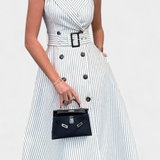Vestido Midi a Rayas Diana con Cintura Atada