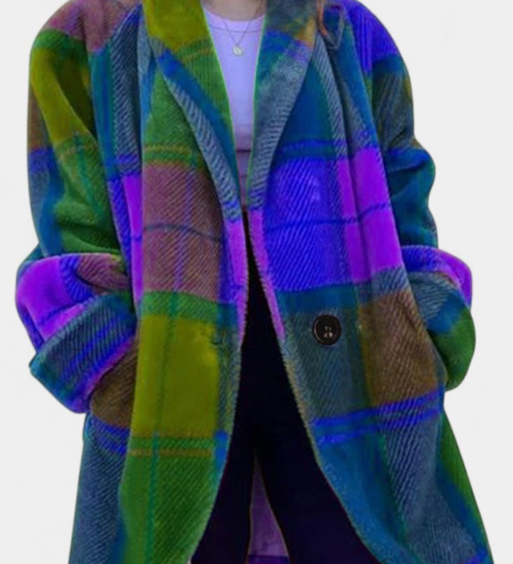 Glazel Abrigo Oversized de Invierno a Cuadros