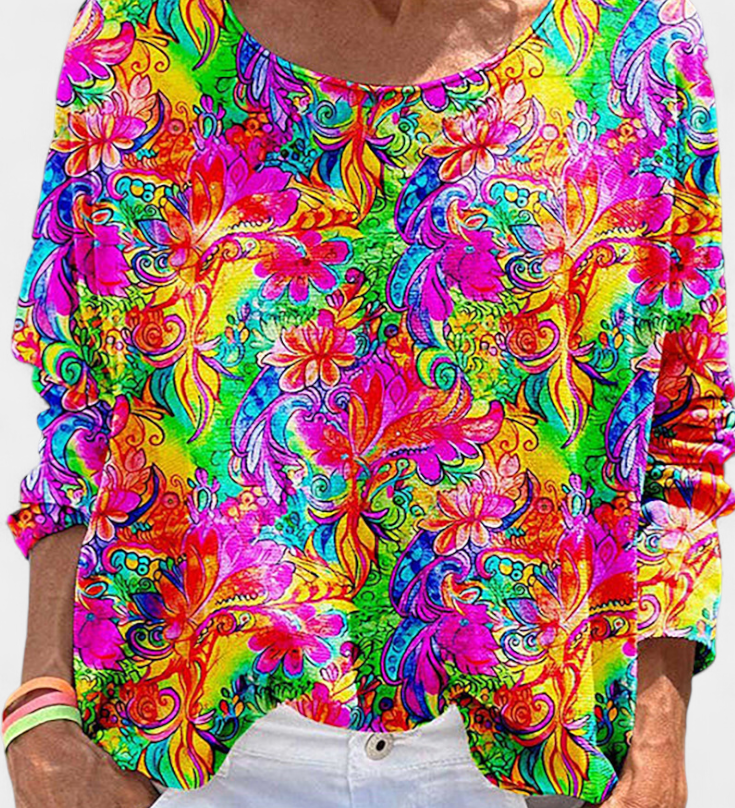 Blusa Oversized Omari con Estampado Bohemio Retro