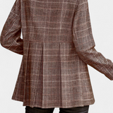 Calico Blazer Peplum a Cuadros con Solapa de Muesca