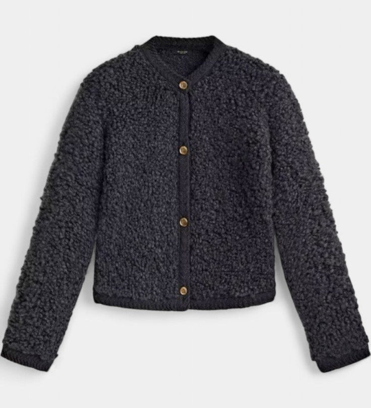Chenda Cardigan Corto de Textura Peluche