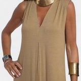 Vestido Maxi Felisa Sin Mangas en Color Sólido y Silueta Elegante