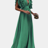 Vestido Maxi Elegante Lucera con Mangas Acampanadas