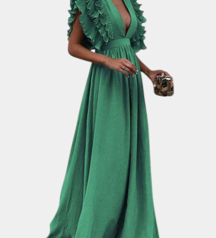 Vestido Maxi Elegante Lucera con Mangas Acampanadas