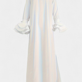 Vestido Urbano Largo Ramona con Cuello de Camisa y Mangas Voladas