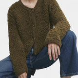 Chenda Cardigan Corto de Textura Peluche