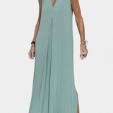 Vestido Maxi Felisa Sin Mangas en Color Sólido y Silueta Elegante