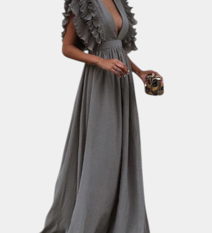 Vestido Maxi Elegante Lucera con Mangas Acampanadas