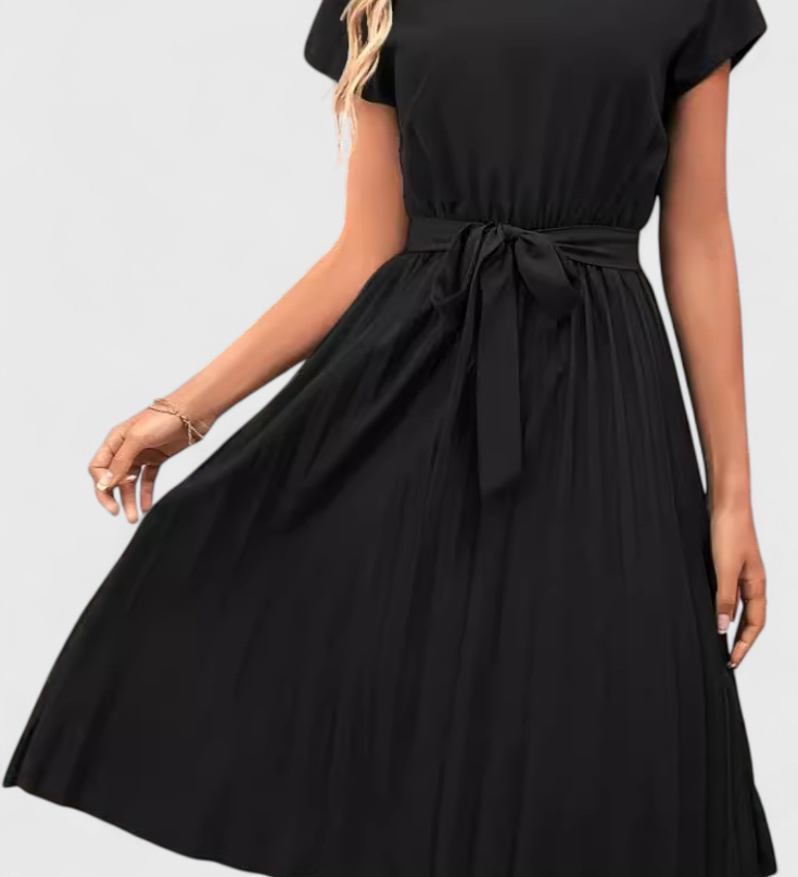 Vestido Midi Elegante Luxie en Tejido Ligero con Corte Fluido
