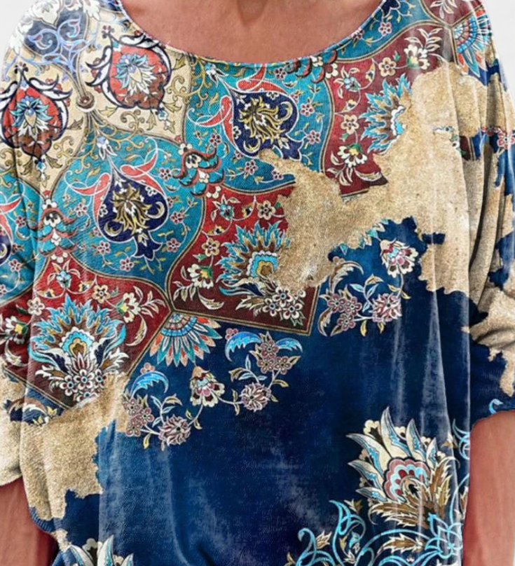 Blusa Oversized Omari con Estampado Bohemio Retro