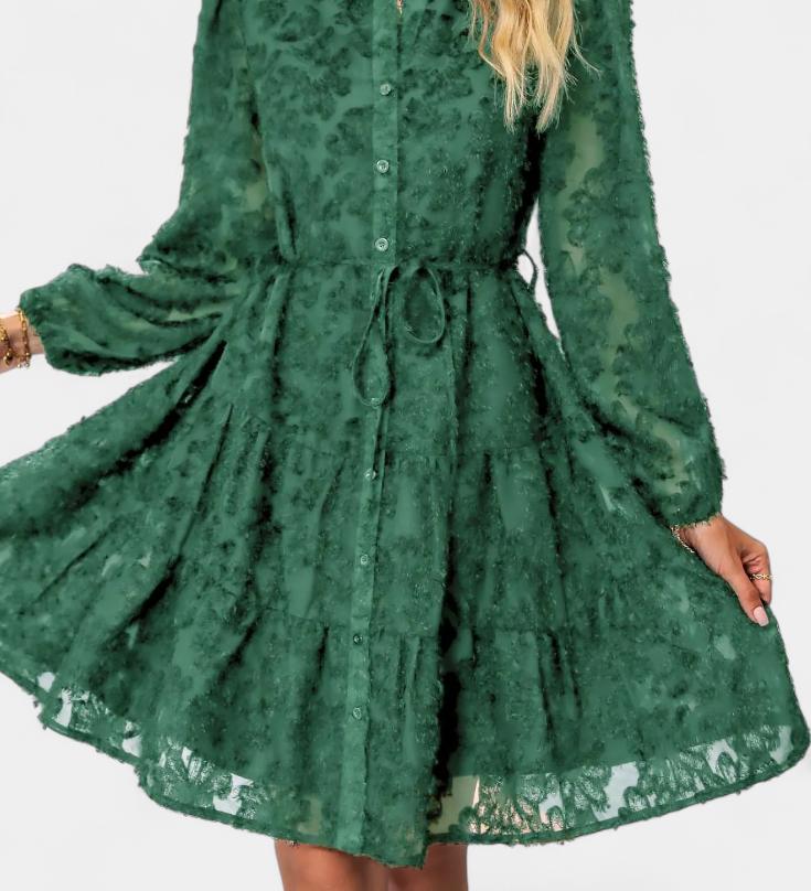 Vestido Camisa Soreia con Mangas Largas Texturizadas