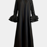 Vestido Urbano Largo Ramona con Cuello de Camisa y Mangas Voladas
