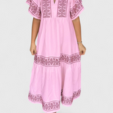 Vestido Maxi Boho Allona con Escote en V y Corte Relajado