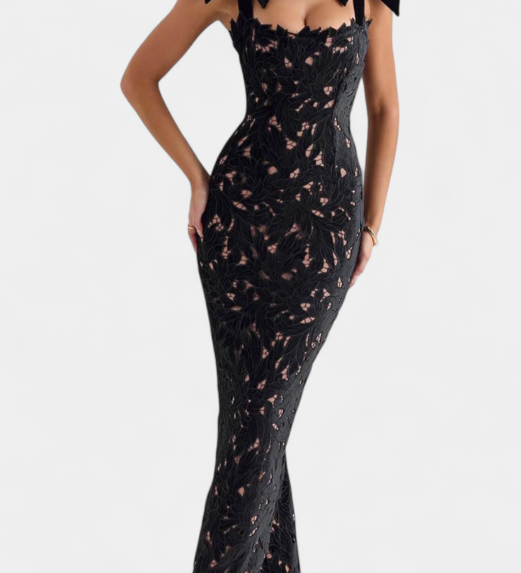 Vestido Largo Festivo Vasanta con Tirantes de Lazo