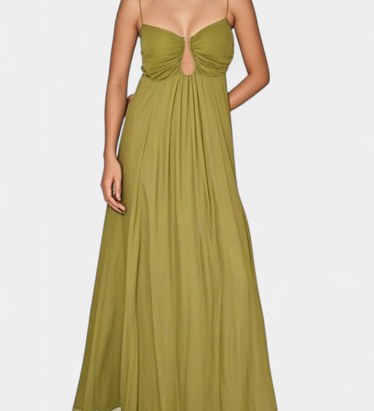 Vestido Elettra Maxi con Tirantes Finos y Caída Fluida