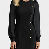 Vestido Jacequeline A-Line con Botones y Cuello Redondo