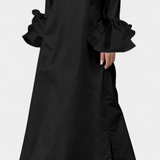 Vestido Urbano Largo Ramona con Cuello de Camisa y Mangas Voladas