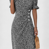 Vestido Midi Floral Joana con Escote en V y Mangas Cortas