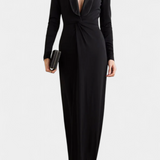 Vestido Maxi Ajustado de Cuello en V Profundo Talara