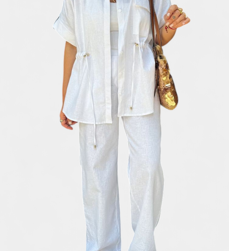 Lani Conjunto Relaxed de Camisa y Pantalones de Algodón y Lino