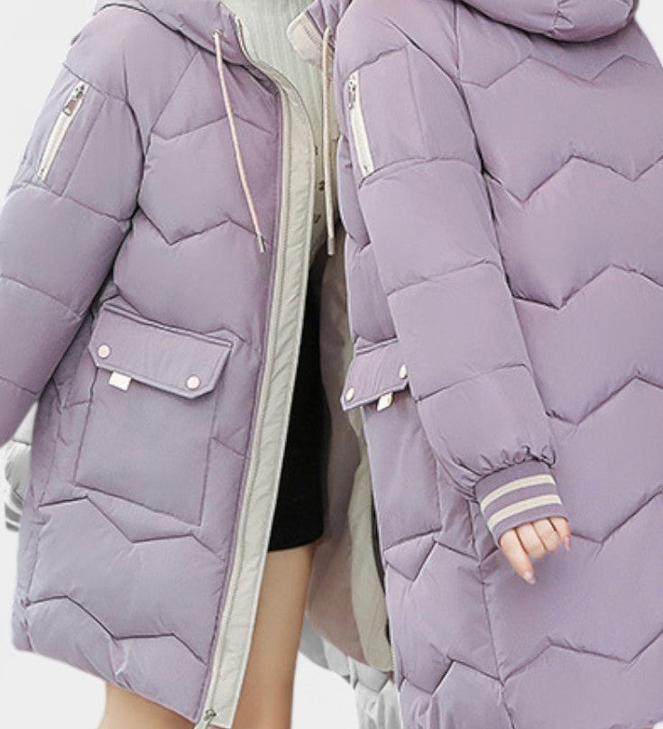 Belle Abrigo de Invierno con Cremallera y Capucha