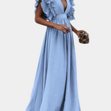 Vestido Maxi Elegante Lucera con Mangas Acampanadas