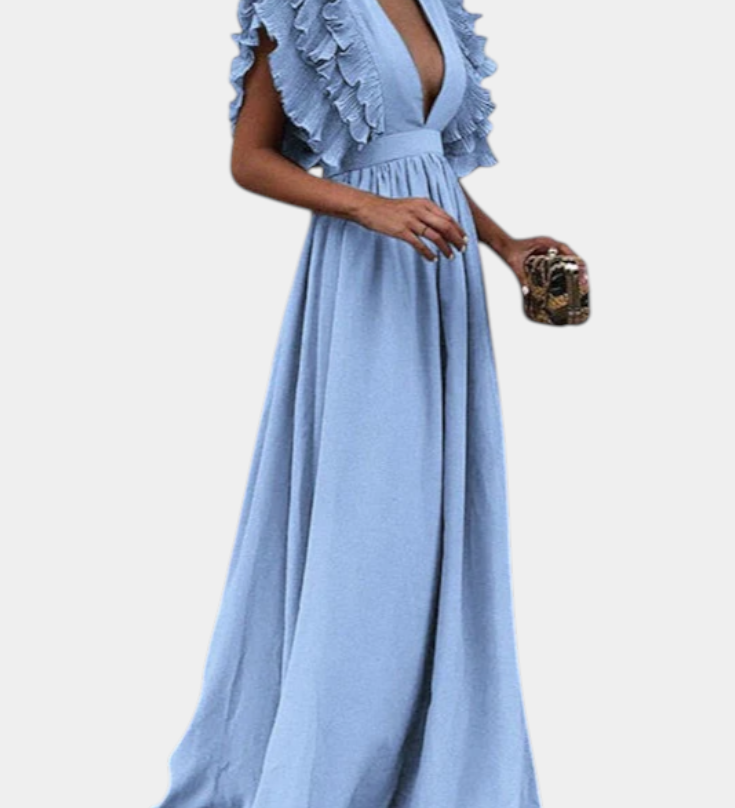 Vestido Maxi Elegante Lucera con Mangas Acampanadas