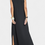 Vestido Maxi Felisa Sin Mangas en Color Sólido y Silueta Elegante