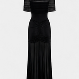 Vestido Maxi Alodia con Capa de Malla