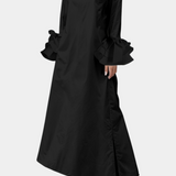 Vestido Urbano Largo Ramona con Cuello de Camisa y Mangas Voladas