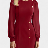 Vestido Jacequeline A-Line con Botones y Cuello Redondo