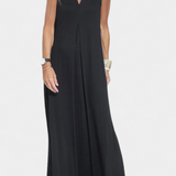 Vestido Maxi Felisa Sin Mangas en Color Sólido y Silueta Elegante