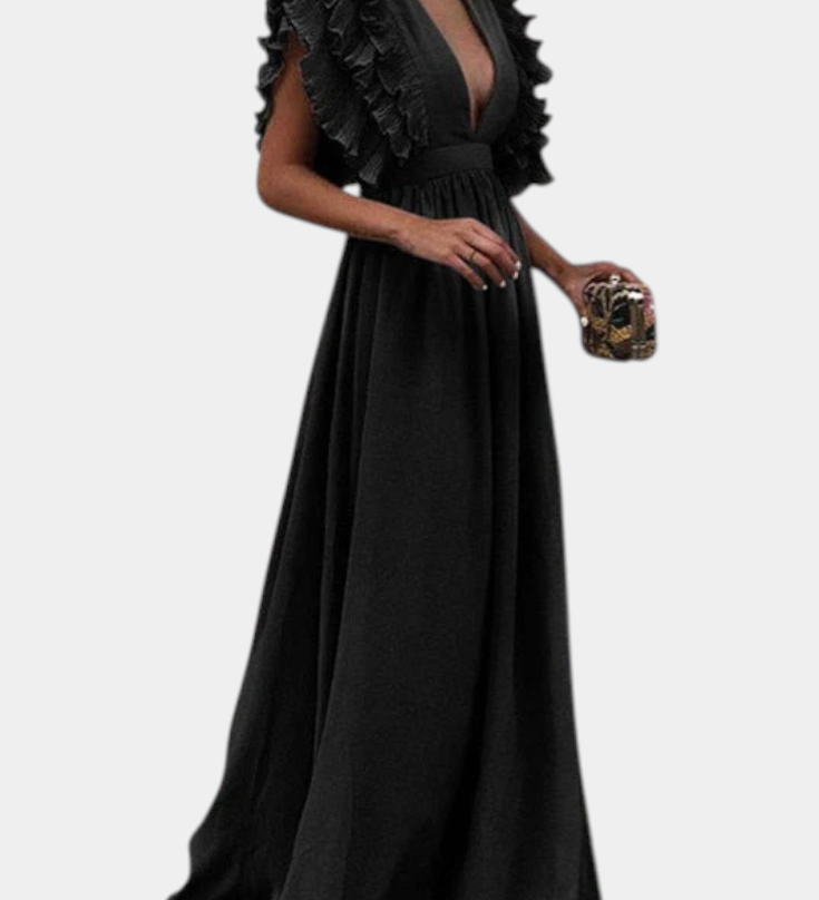 Vestido Maxi Elegante Lucera con Mangas Acampanadas