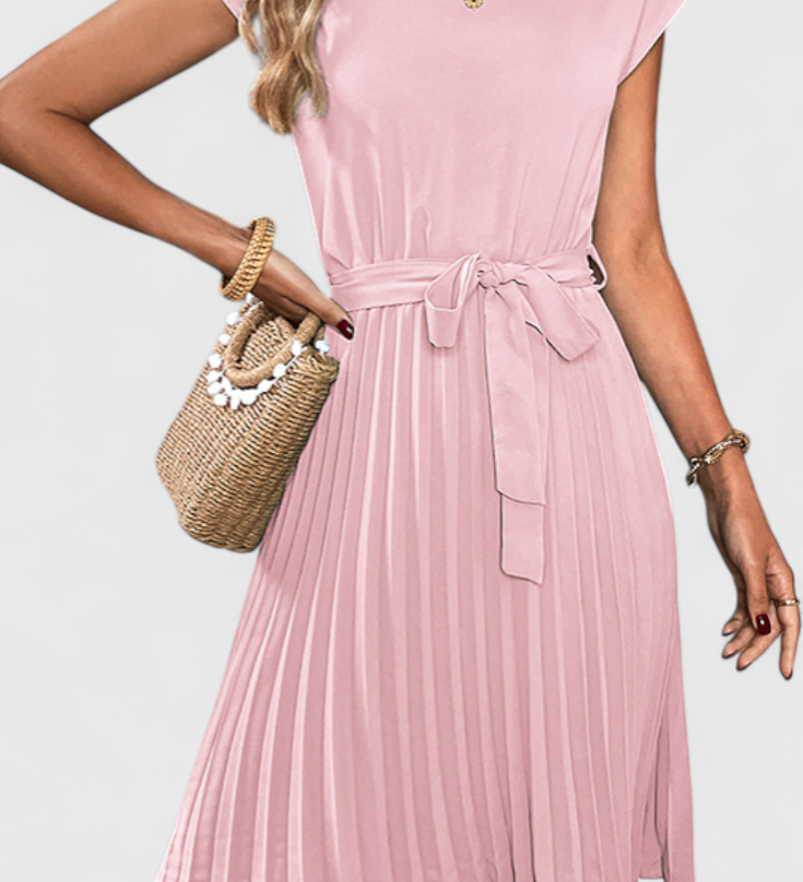 Vestido Midi Elegante Luxie en Tejido Ligero con Corte Fluido