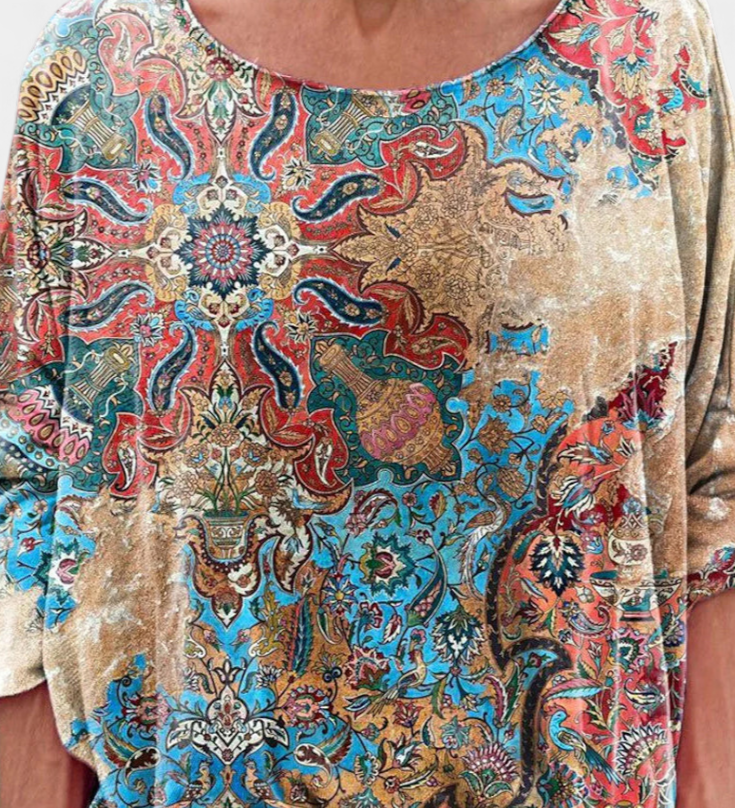Blusa Oversized Omari con Estampado Bohemio Retro