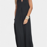 Vestido Maxi Felisa Sin Mangas en Color Sólido y Silueta Elegante