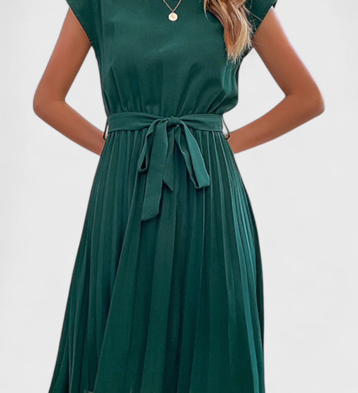 Vestido Midi Elegante Luxie en Tejido Ligero con Corte Fluido