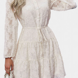 Vestido Camisa Soreia con Mangas Largas Texturizadas