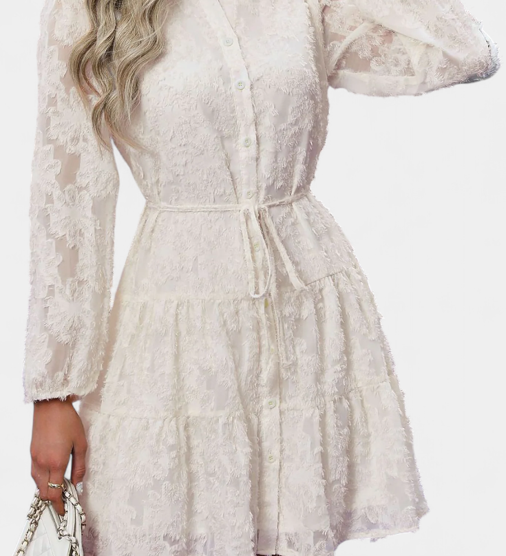 Vestido Camisa Soreia con Mangas Largas Texturizadas