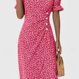Vestido Midi Floral Joana con Escote en V y Mangas Cortas